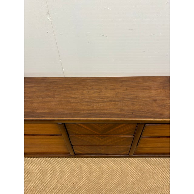 Mid-Century Modern Chevron Book-Matched Walnut Dresser by Lane Furniture Company, C. 1960s For Sale - Image 9 of 10