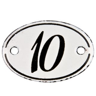French Enamel Hotel Number 10 Sign For Sale