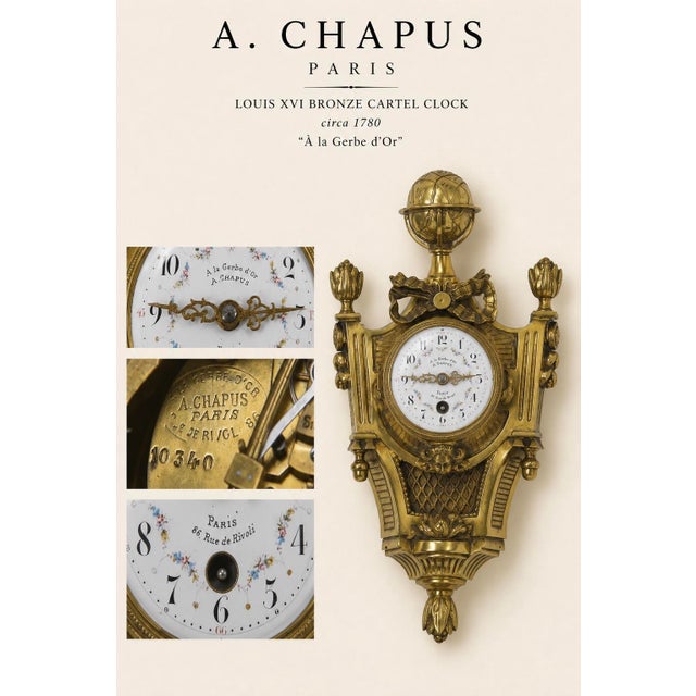 Chapus, À La Gerbe D'Or. Paris. Circa 1880 - Gilt Bronze Cartel Clock For Sale - Image 4 of 4