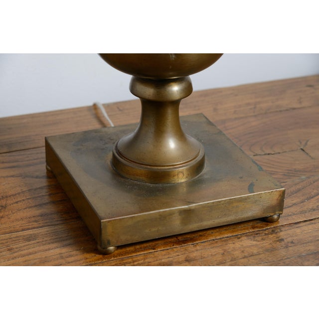 1960s Neoclassical Style Brass Palm Frond Tole Table Lamp - Pair For Sale - Image 10 of 15
