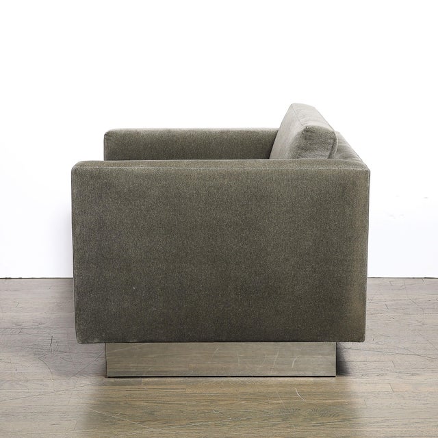Pair of Mid-Century Biscuit Tufted Cube Chairs W/ Chrome Wrapped Base in Mohair For Sale - Image 10 of 10