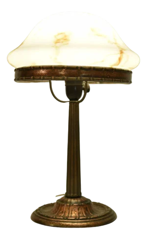 Swedish Grace Copper and Hand Blown Glass Table Lamp, 1920s