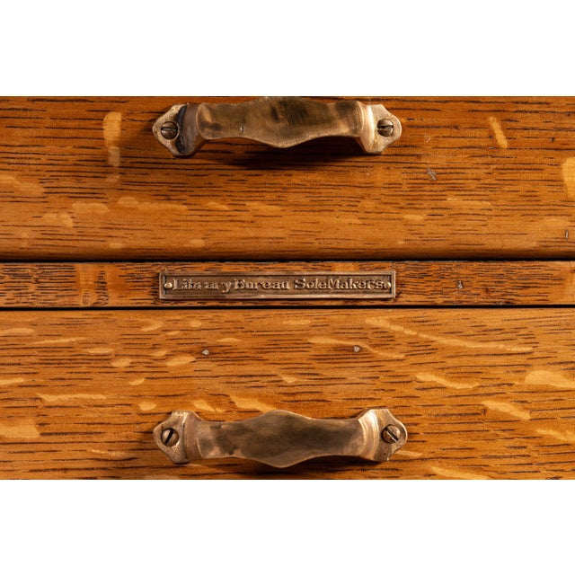 Antique Oak Vertical File Cabinet With Document Drawers by Library Bureau For Sale - Image 14 of 16