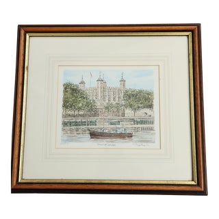 Late 20th Century Tower of London Signed Lithograph, Framed For Sale