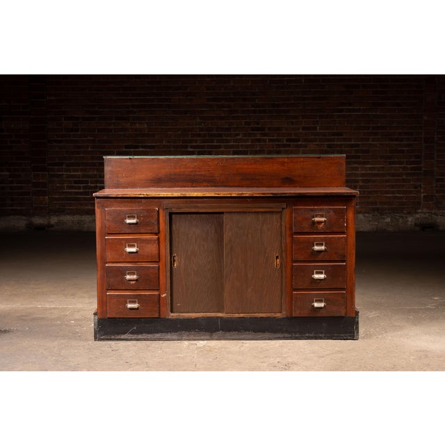 Wood Early 20th Century Red Felt Retail Display Counter For Sale - Image 7 of 16