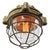 French industrial hanging lamp by mapelec amiens. 1966 brown / beige cast iron with cage clear glass heavy! 13.80 kg /...