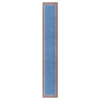 Doris Leslie Blau Vintage Indian Dhurrie Blue Brown Runner For Sale