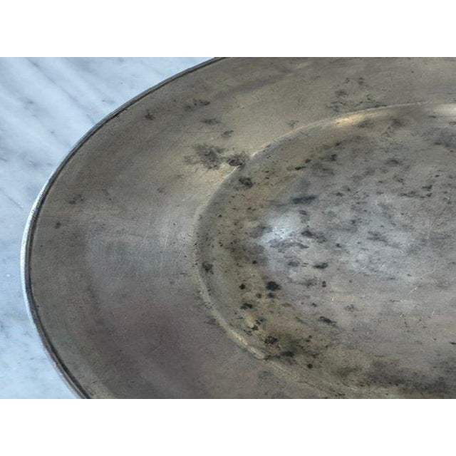 Richard Ginori Antique European Pewter Charger With Zig-Zag Wiggle Work Initials For Sale - Image 4 of 12
