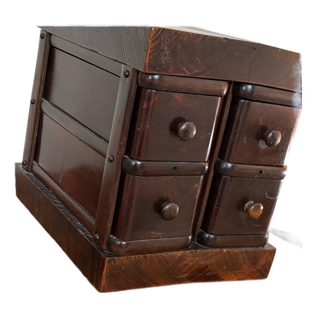 1900s Antique Industrial Wood Desktop Filing and Storage Cabinet Organizer For Sale