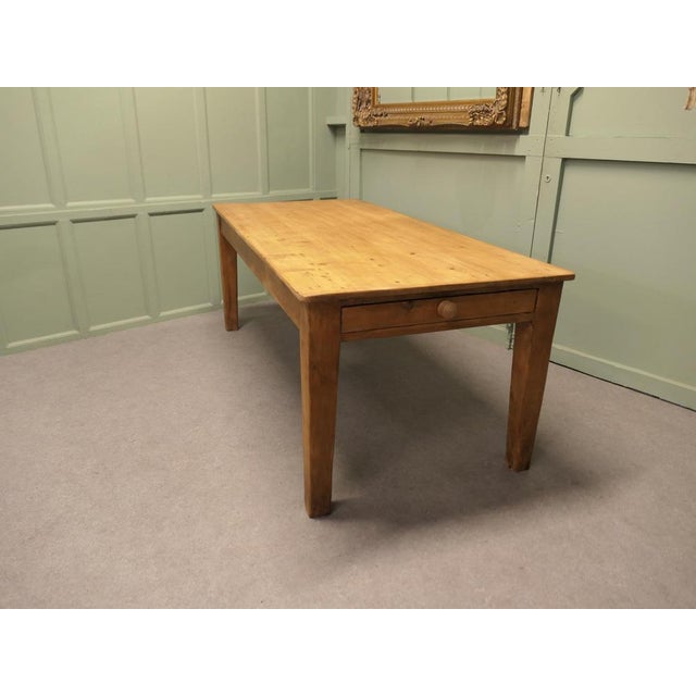 Wood 19th Century Pine Kitchen Dining Table This Is a Very Substantial Piece, 1890 For Sale - Image 7 of 9