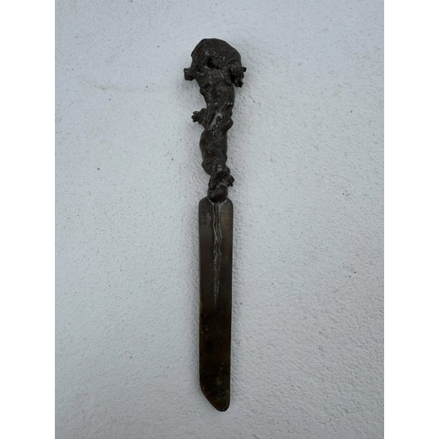 Brown Antique Paper Cutter or Letter Opener in Bronze by Christophe Fratin For Sale - Image 8 of 8
