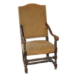 Vintage Louis XIII Highback Armchair For Sale
