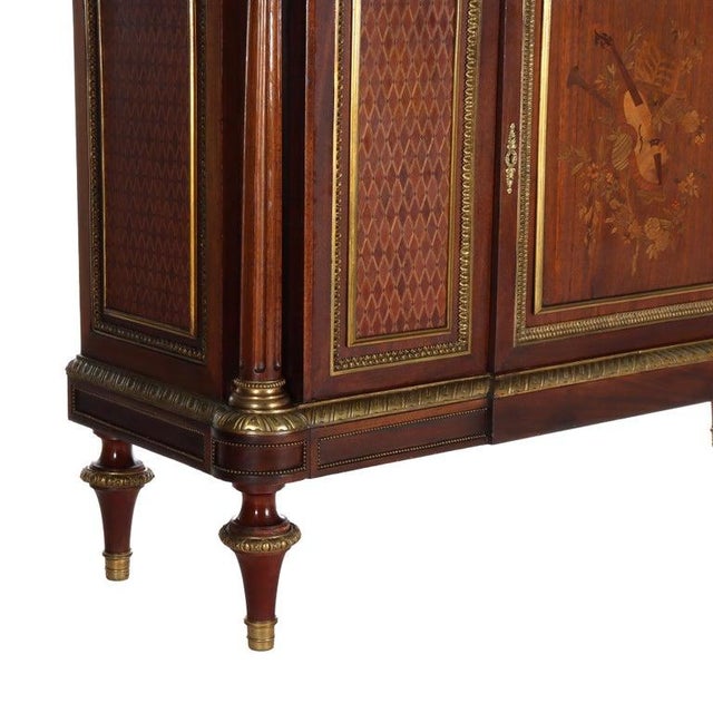 Mid 19th Century French Louis XVI Rosewood, Kingwood, Mahogany & Ormolu Rouge Marble Top Credenza For Sale - Image 5 of 18
