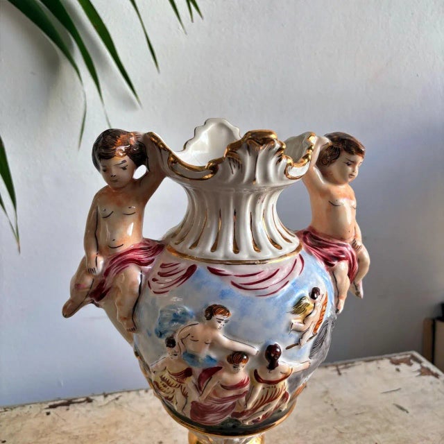 Ceramic Vintage Ceramic Vase from Capodimonte, 1950s For Sale - Image 7 of 13