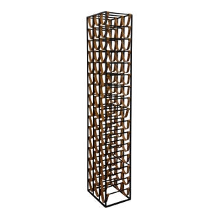 Vintage Metal & Leather Floor Wine Rack in the Style of Arthur Umanoff For Sale
