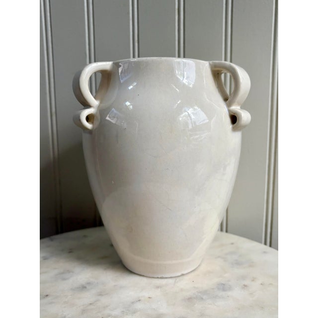 Vintage Fulper Pottery Vase #887 3 Ribbon Handles Circa 1930s Collectible VTG For Sale - Image 4 of 12