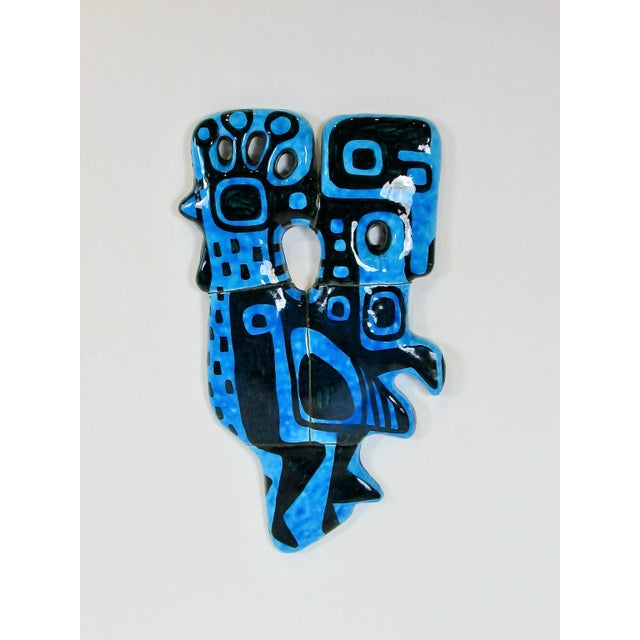 Mid-Century Modern Abstract Blue Chicken Wall Sculpture Signed and Dated 1960 For Sale - Image 3 of 10