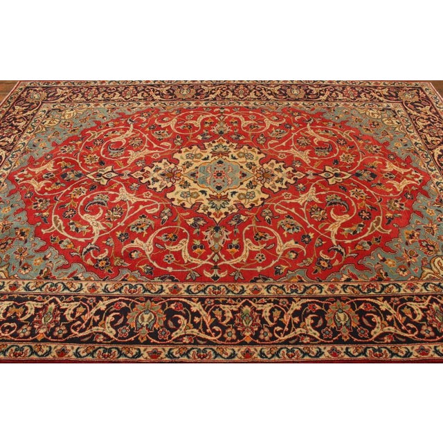 Red Hand-Knotted Middle Eastern Wool Rug For Sale - Image 8 of 11