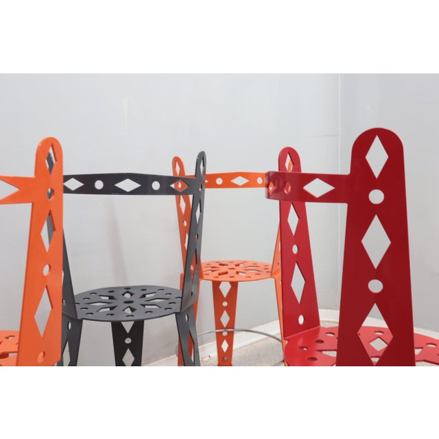 Metal Postmodern Lacquered Metal Chairs from Artifort, Set of 6 For Sale - Image 7 of 18