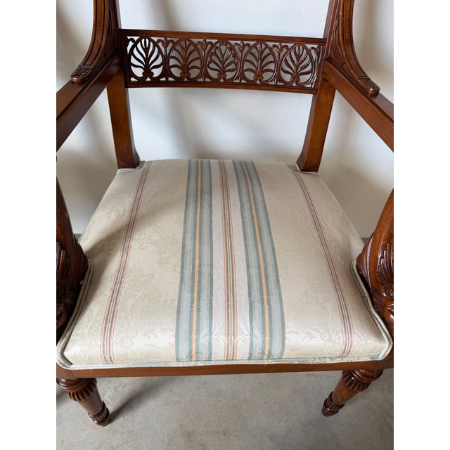 Vintage Neoclassical George Jacob-Style Carved Wood Armchairs – A Pair For Sale - Image 11 of 16