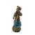 This stunning porcelain figurine depicts a woman in vibrant traditional attire, gracefully seated and playing a pipa, a...