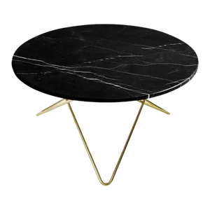 Black Marquina Marble and Brass O Table by OxDenmarq