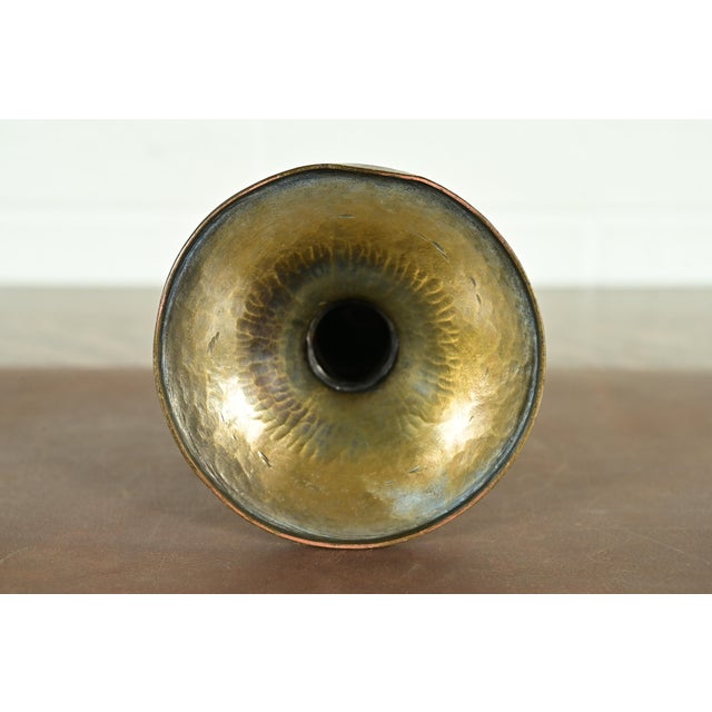 Roycroft Arts & Crafts Brass Finished Hammered Copper Candlestick For Sale - Image 10 of 13