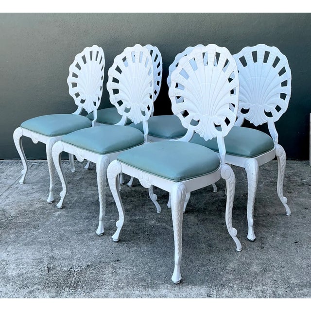 Metal Vintage Cast Aluminum Shell Back Grotto Chairs - Set of 6 For Sale - Image 7 of 11