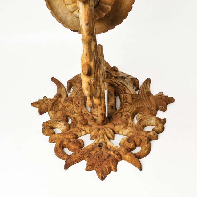 Mid 20th Century Huge Vintage Cast Iron Wall Sconce Pair Pillar Candle Holders Architectural Salvage For Sale - Image 5 of 17