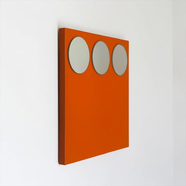 Postmodern Geometric Orange Triple Wall Mirror, 1980s For Sale - Image 3 of 13