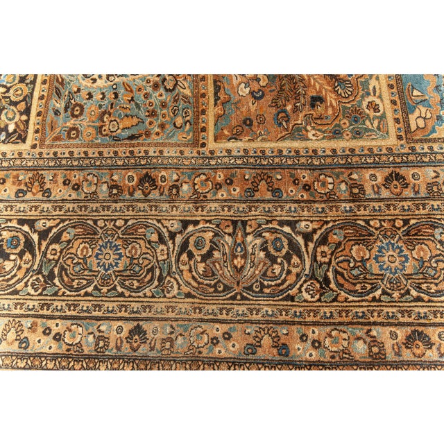 Early 20th Century Early 20th Century Persian Meshad Rust-Blue, Walnut and Brown Handmade Wool Rug For Sale - Image 5 of 9