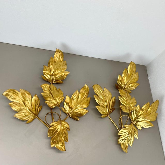 Florentiner Gilt Leaf Wall Lights in the style of Hans Kögl, Italy, 1980s, Set of 2 For Sale - Image 3 of 18