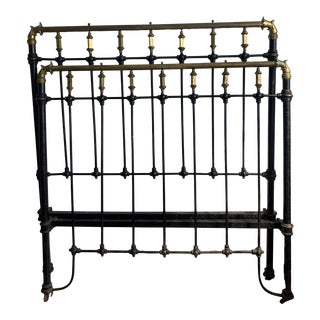 Early 1800s Cast Iron and Brass Bed For Sale