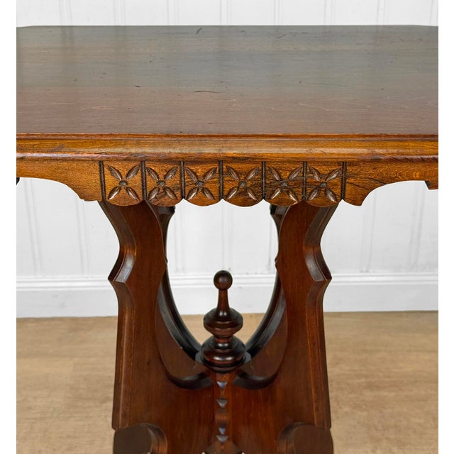Antique Eastlake Victorian Walnut Carved Parlor Side Table For Sale - Image 9 of 14