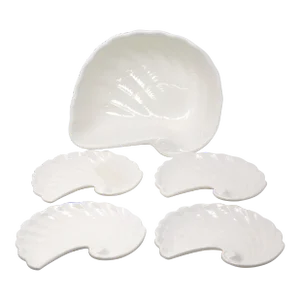 Vintage Nautlilus Shell Large Serving Bowl and Salad Plates by Shafford - Set of 5