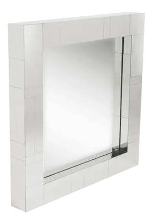 Mid-Century Square Chrome Cityscape Mirror in the Style of Paul Evans