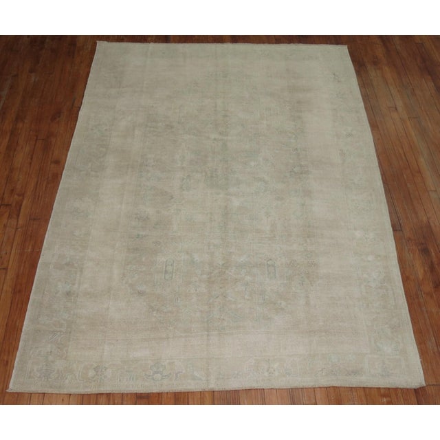 Textile Neutral Vintage Turkish Oushak Rug For Sale - Image 7 of 18