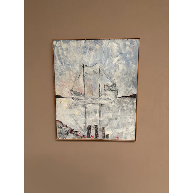 Michael Hertzman, Silhouette of the Boat, 1992, Oil on Canvas, Framed For Sale - Image 15 of 18