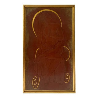 G. Suisse, French Female Nude Panel, 1925, Wood For Sale