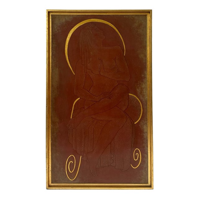 G. Suisse, French Female Nude Panel, 1925, Wood For Sale