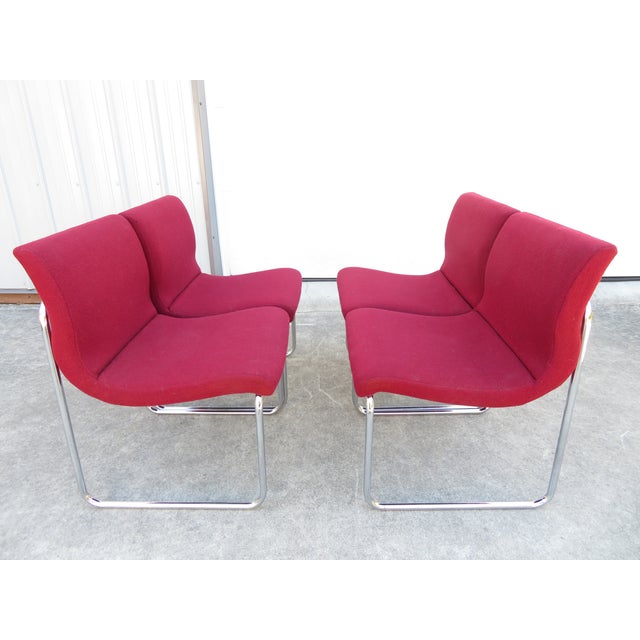 Mid Century Modern ~ Chrome Modular Scoop Side Chairs Set of 4 ~ Milo Baughman Style For Sale In Seattle - Image 6 of 15