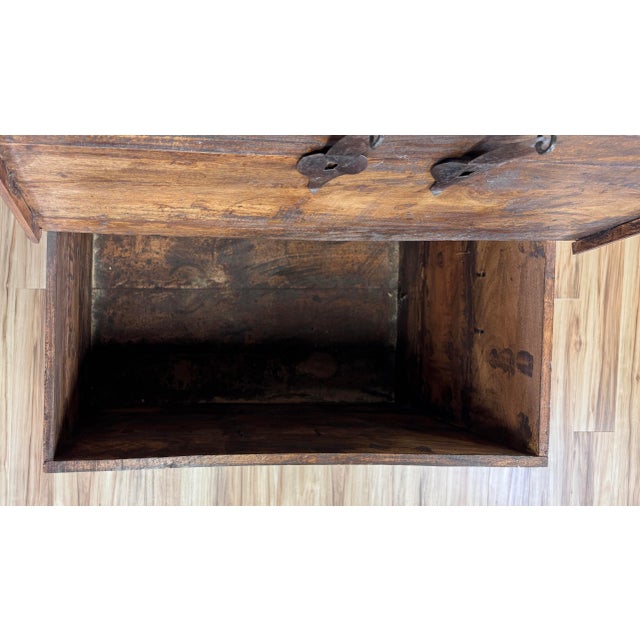 Vintage Indian Carved Wood Dowry Trunk Wedding Trunk For Sale - Image 4 of 13