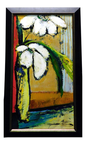 "Fleursx-6" Contemporary Abstract Botanical Oil Painting by Helen Zarin, Framed