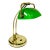 1970s Vintage Art Deco Arts & Crafts Emeraldite Bottle Green Glass Shade Brass Bankers Desk Lamp For Sale