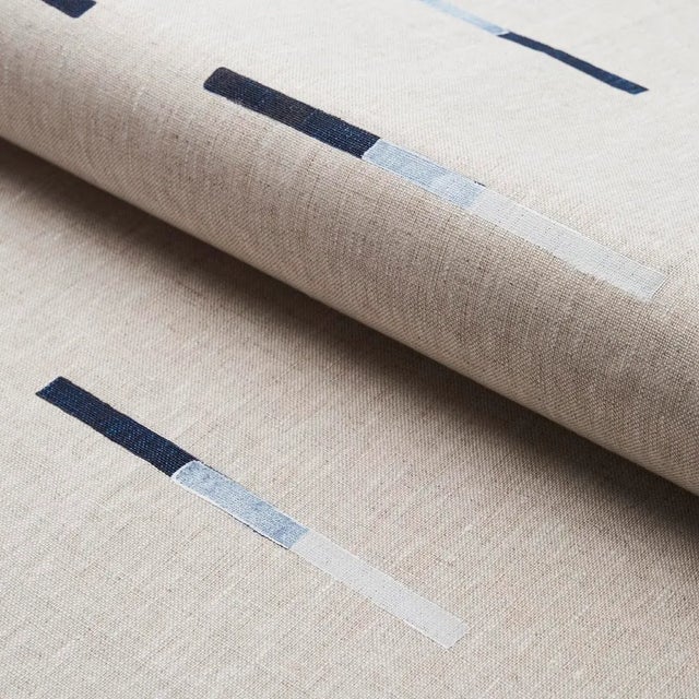 Schumacher Schumacher x Caroline Z Hurley Overlapping Dashes Fabric in Navy For Sale - Image 4 of 4