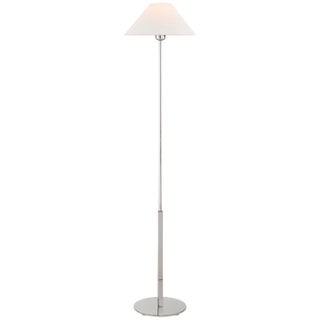 J. Randall Powers by Visual Comfort Signature Hackney Cordless Floor Lamp in Polished Nickel with Linen Shade For Sale