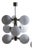 Modern Art Deco Chrome Chandeliers with 9 White Opal Glass Globes from Kaiser, 1970s, Set of 2 For Sale