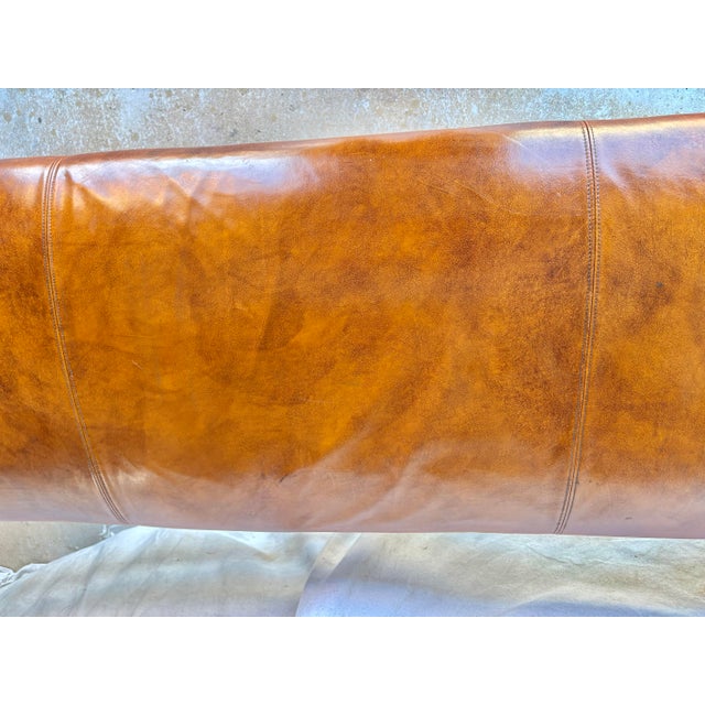 Brown Late 19th Century French Louis XIV Style Walnut and Leather Bench For Sale - Image 8 of 12