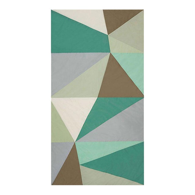Sample - Schumacher X Miles Redd Cubist Mural Fabric in Celadon For Sale