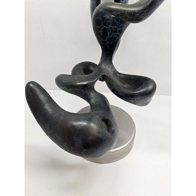 1980s Large 20" Solid Bronze Abstract Organic Modern Sculpture Verdigris Patina 40 LBS For Sale - Image 15 of 17